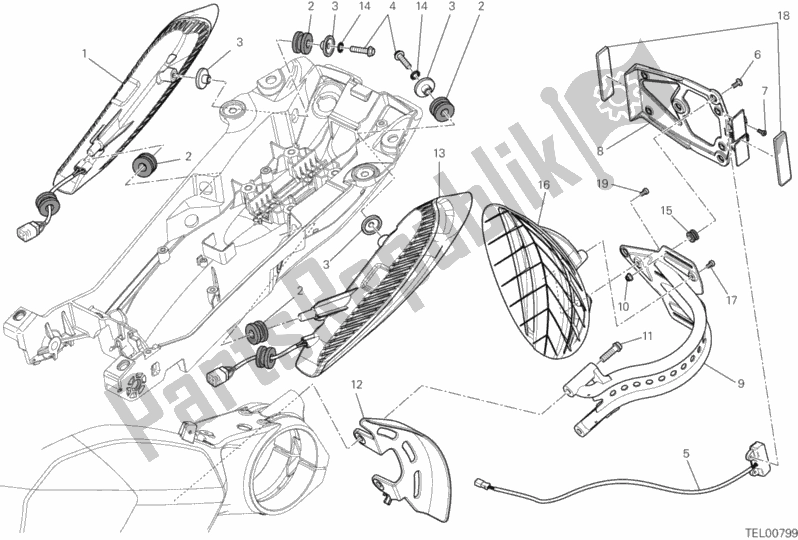 Wszystkie części do Uchwyt Tablicy Rejestracyjnej - ? Wiat? O Tylne Ducati Diavel Carbon FL USA 1200 2015